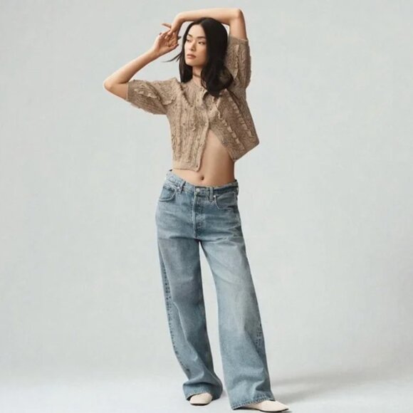 NWT - MAEVE Short-Sleeve Crystal Embellished Ruffled Cardigan Sweater - Size L - Picture 4 of 16